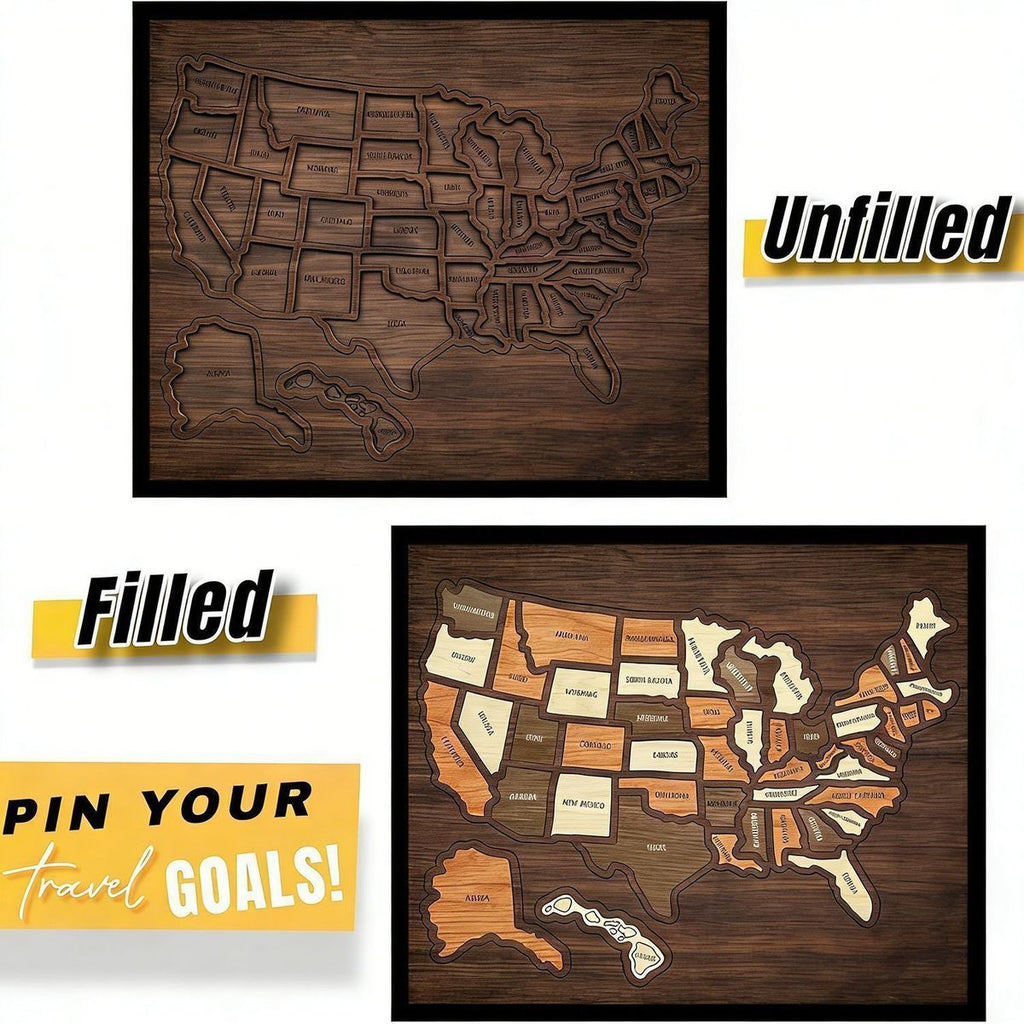 Wooden USA Travel Map Puzzle