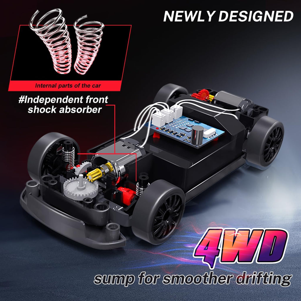 1/24 4WD RC Drift Car – 20KM/H High-Speed with LED Lights